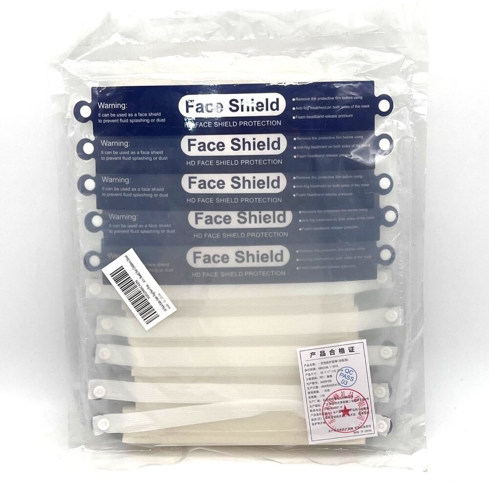 10 Pack Kids Anti-Fog HD Face Shields Protection With Elastic Band Foam Headband